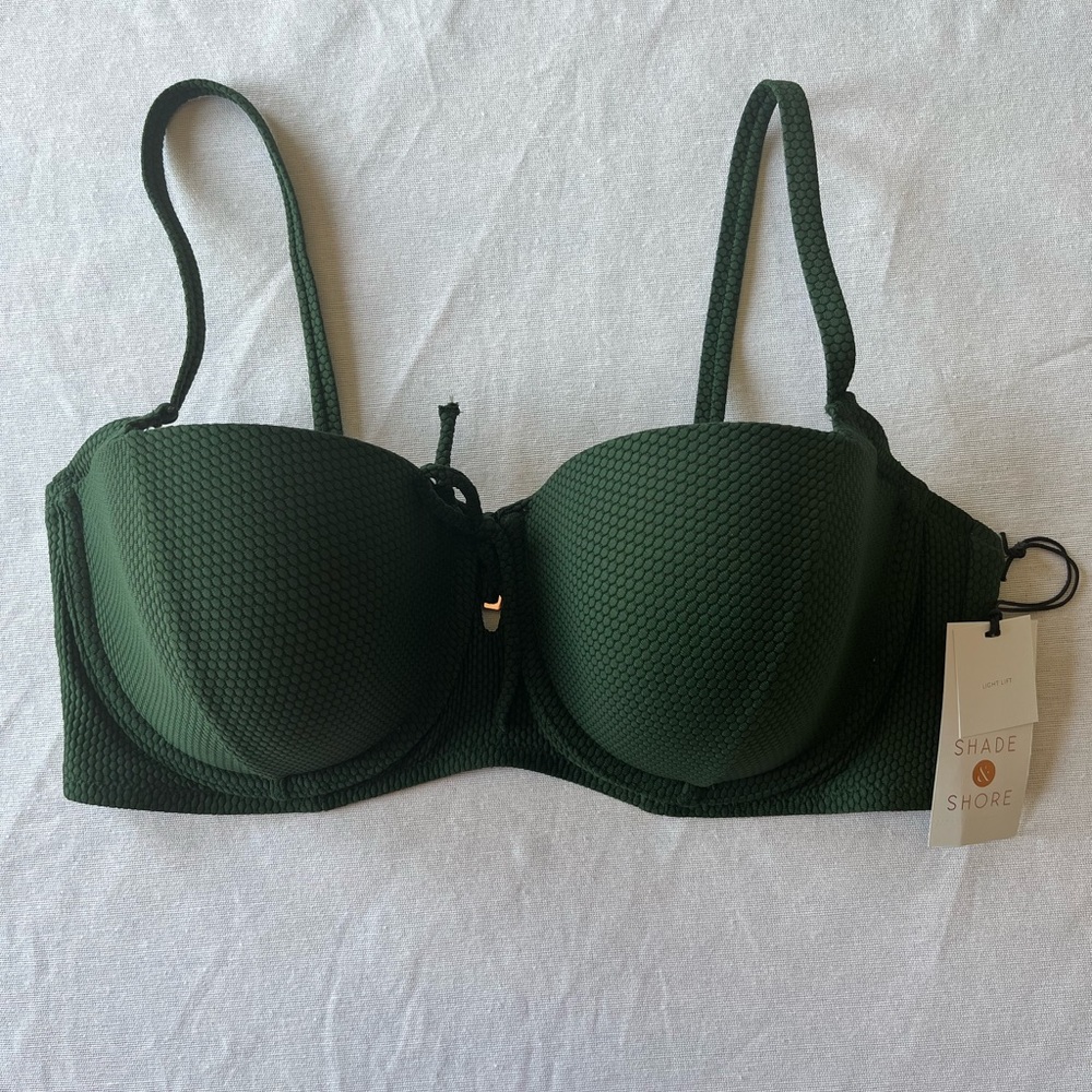 Shade & Shore Light Lift Balconette Swimsuit Bikini Top Emerald Green
